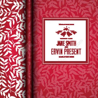 红色叶子底纹婚礼背景图