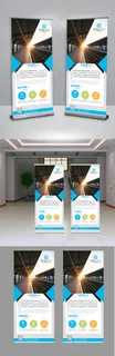 蓝色简约创意企业简介易拉宝X展架设...