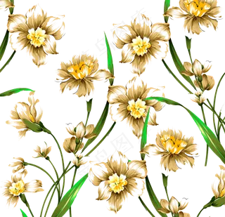 金色花卉素材免扣png