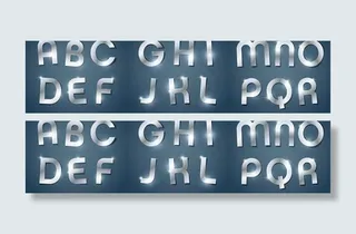 星光剪纸字母矢量素材