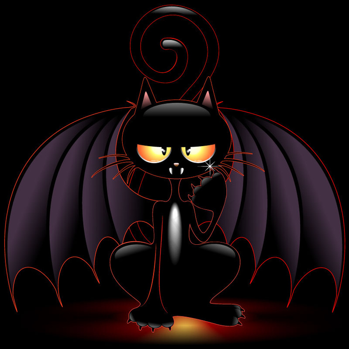 恶魔黑猫矢量素材