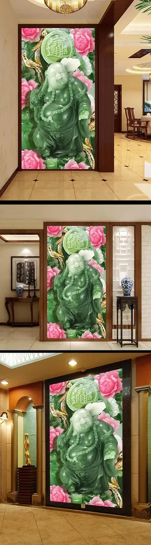 玄关过道招财进宝玉雕无框画装饰画挂... 玄关过道招财进宝玉雕无框画装饰画挂...