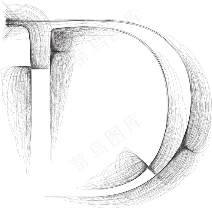 手绘字体字母D矢量插画eps,ai矢量模版下载