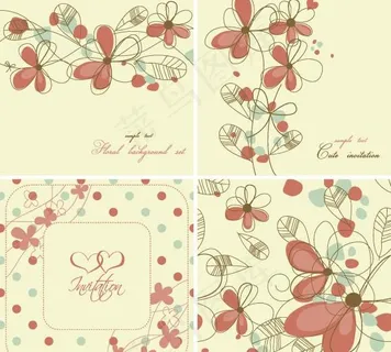 典雅的花卉背景图案矢量素材二