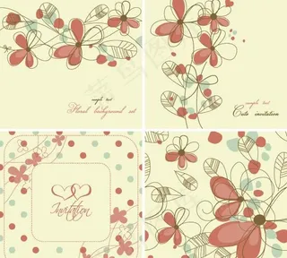 典雅的花卉背景图案矢量素材二