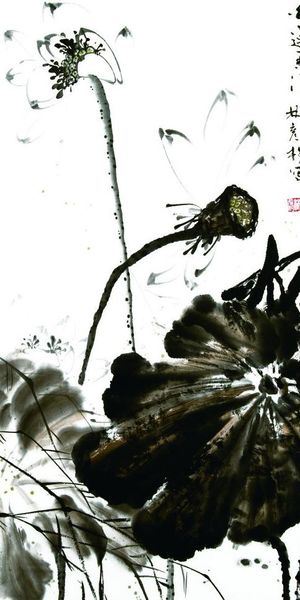 美术绘画莲花图片