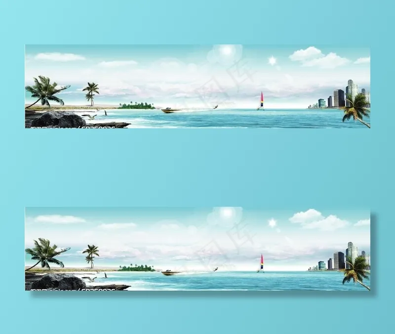 海滩椰树大海图片