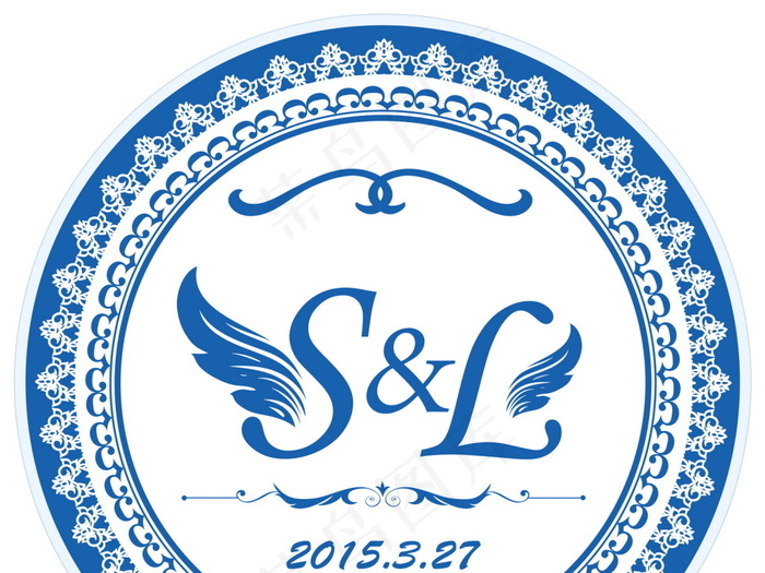 蓝色婚礼主题logo设计psd模版下载