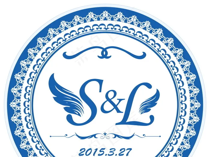 蓝色婚礼主题logo设计psd模版下载