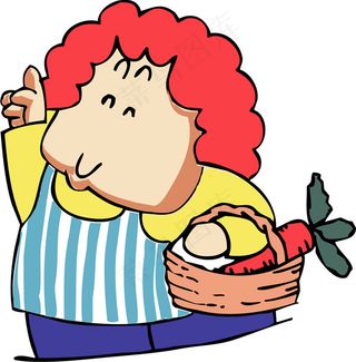 卡通买菜的女人