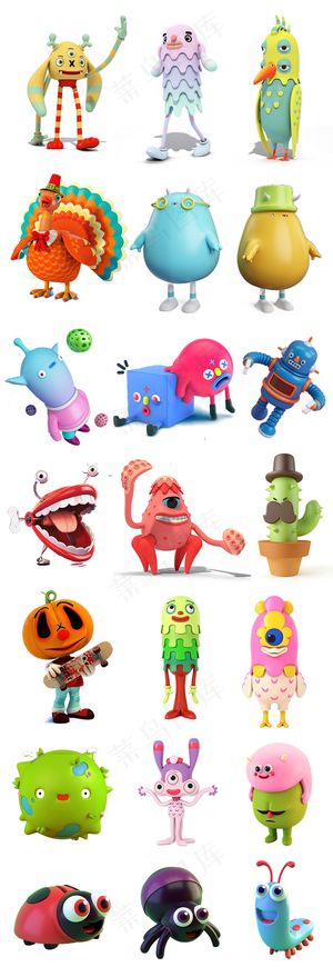 C4D卡通形象图案免扣图案PNG