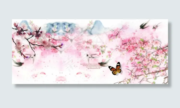 春天桃花海报(1920X800(DPI:72))psd模版下载