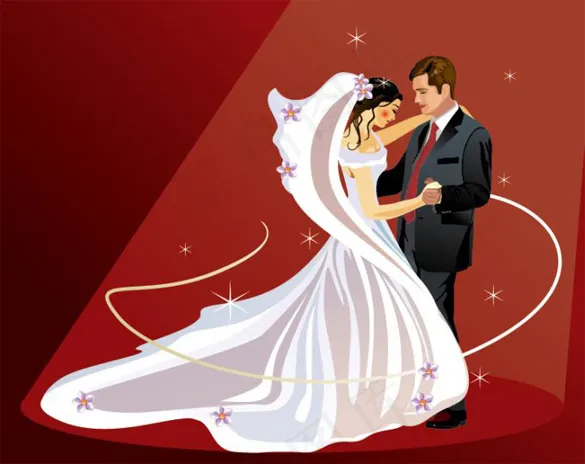 新婚夫妇的婚礼矢量插画