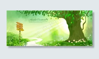 春天彩虹户外风景绿色