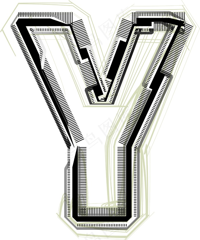 字体字母Y技术eps,ai矢量模版下载