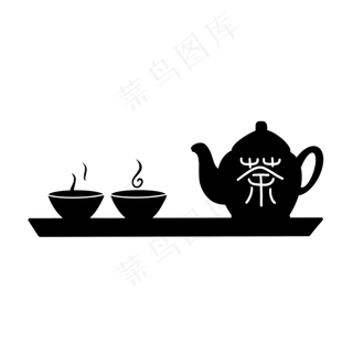 茶壶茶杯黑白剪影免扣茶壶茶杯黑白剪影免扣