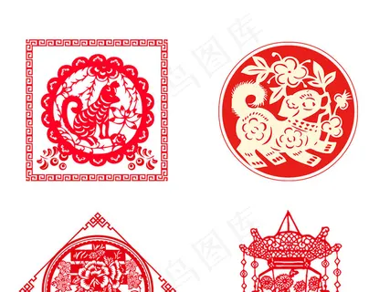 矢量传统狗年剪纸 矢量传统狗年剪纸