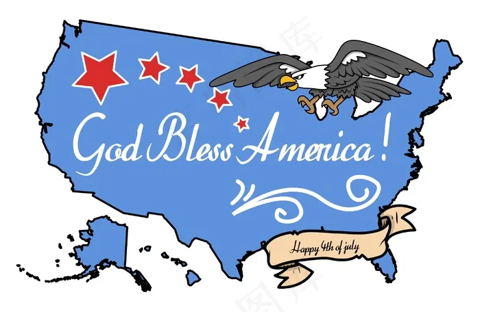 上帝保佑美国七月第四矢量eps,ai矢量模版下载