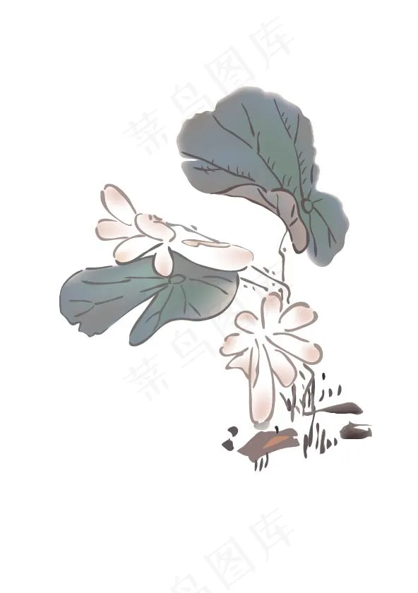 彩色水墨画素材ai矢量模版下载