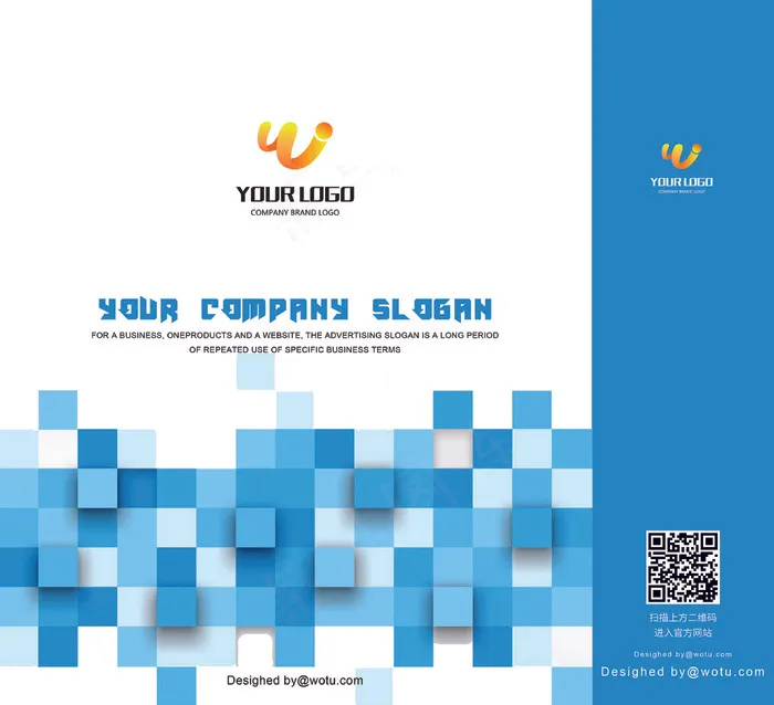 蓝色色块商务风企业手提袋psd模版下载