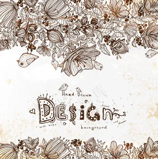 精美线稿花卉背景矢量素材1