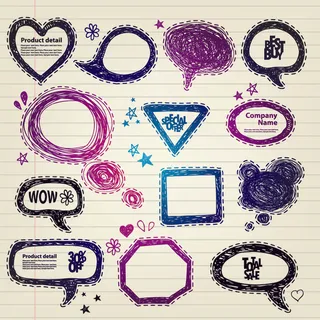 线描花纹彩绘边框矢量素材