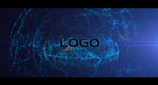 震撼蓝色粒子点线地球logo展示a...