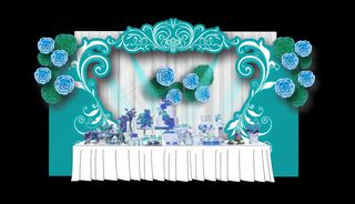 婚礼茶歇区 签到区 形象区 背景 蓝色