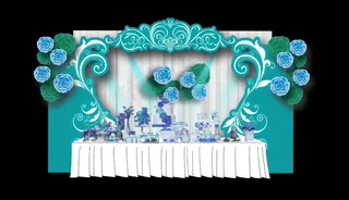 婚礼茶歇区 签到区 形象区 背景 蓝色