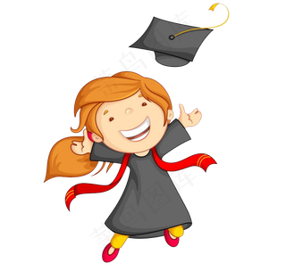 毕业季卡通博士人物博士帽毕业典礼毕...