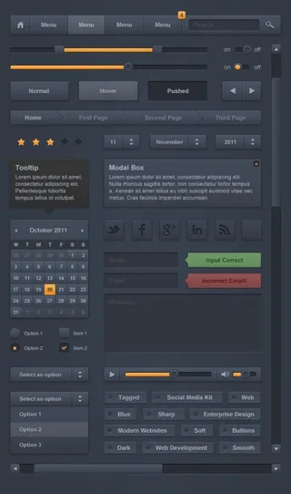 质感黑黄网页UI包