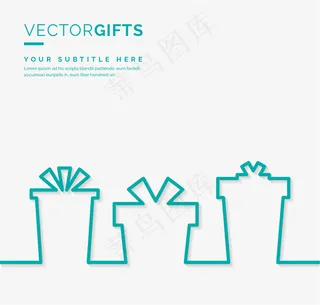 绿色丝带礼盒矢量素材