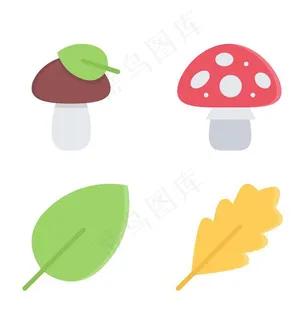 树叶蘑菇精美icon图标 树叶蘑菇精美icon图标