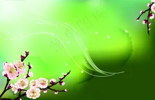 梅花绿色渐变背景