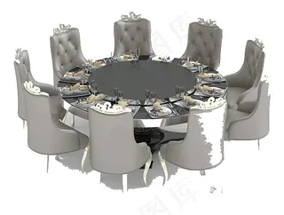 时尚餐桌模型
