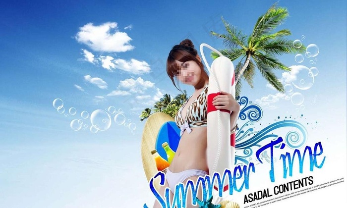 夏日海滩美女图片