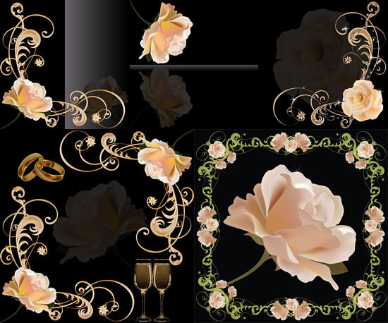 幽雅玫瑰花边背景