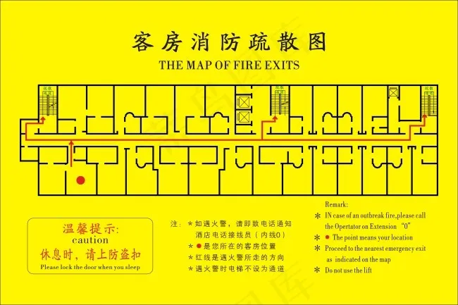楼层消防疏散图cdr矢量模版下载