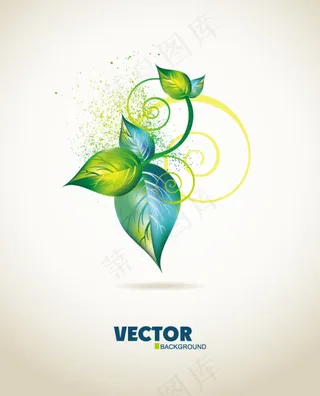 花纹绿叶背景素材图片