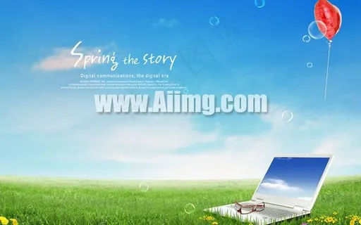 清新草地笔记本PSD素材