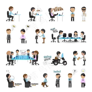 卡通职场人物矢量模板