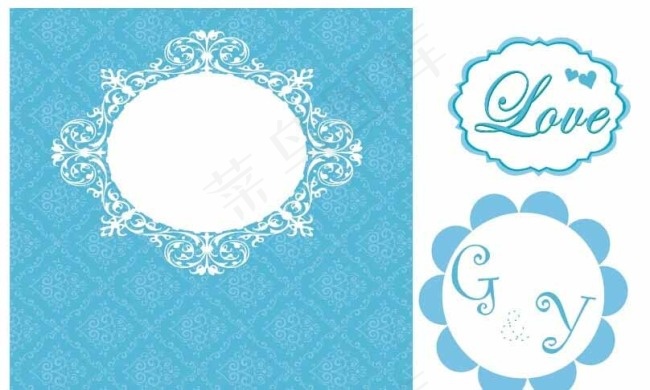 蓝色花纹背景主题牌图片