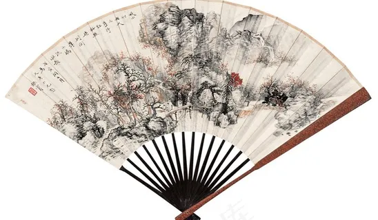 水墨山水扇子图片 水墨山水扇子图片