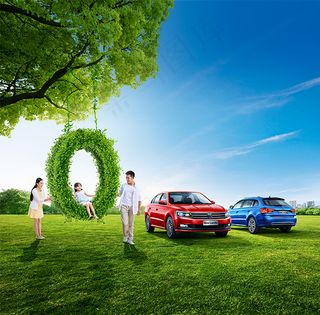 自然清新大众汽车宣传海报psd分层素材