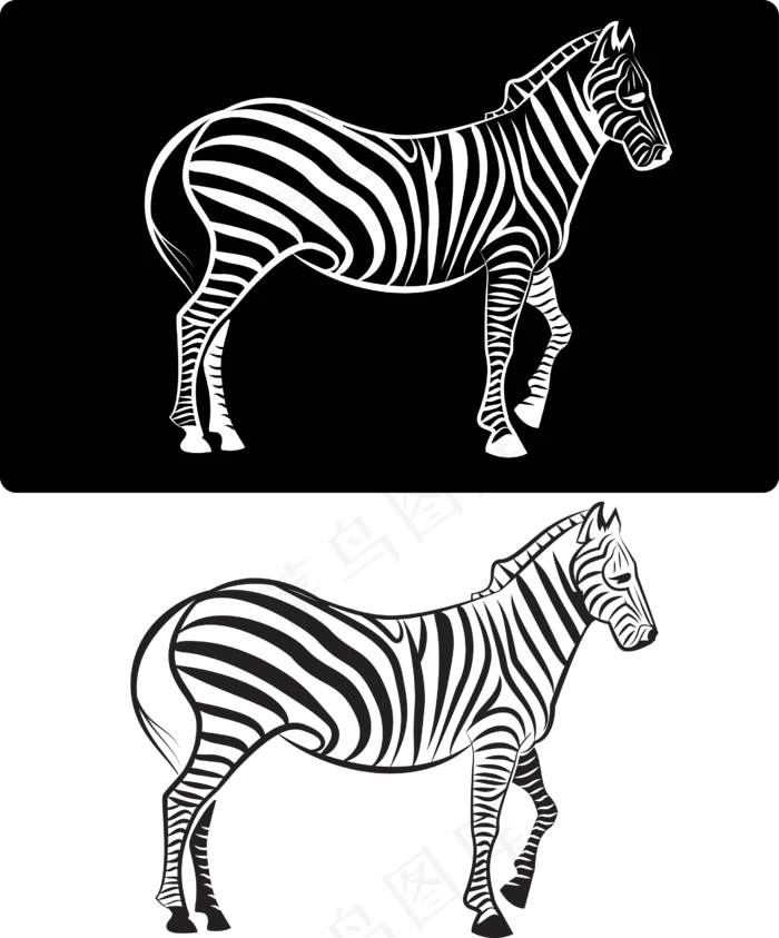 斑马剪影插画素材eps,ai矢量模版下载