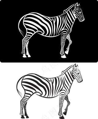 斑马剪影插画素材
