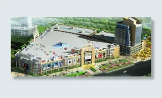 异型艺术风格商业街建筑群鸟瞰效果图...