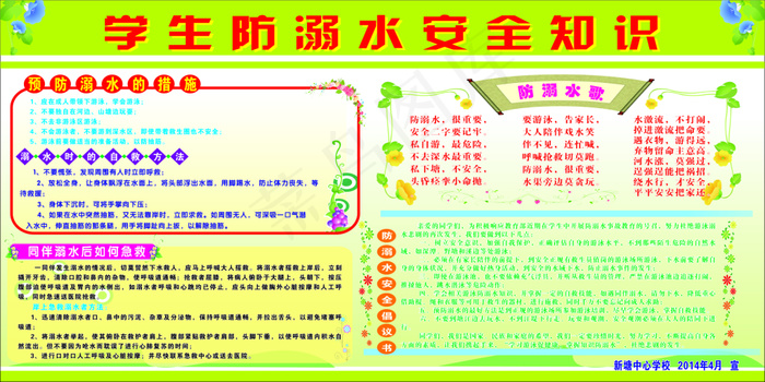 学生防溺水安全知识cdr矢量模版下载