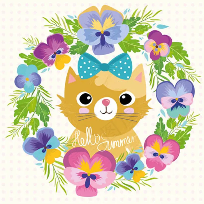 可爱卡通猫咪矢量素材eps,ai矢量模版下载