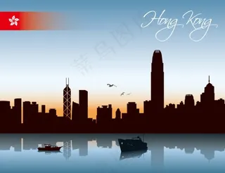 香港城市剪影矢量素材